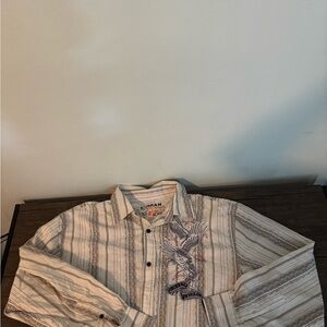 Koman XL Embroidered Eagle Button-Up Shirt – Vintage Western Y2K Style
